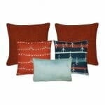 5-piece Christmas cushion collection in red and teal colours