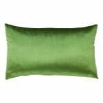 Image of forest green rectangular cushion in velvet and linen material