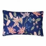 Photo of blue and pink rectangular cushion cover with floral print