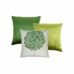Photo of 3 green cushion covers in cotton linen and velvet material