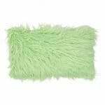 Image of green rectangular fur cushion cover