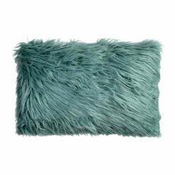 Rectangular fur cushion cover in shiny icerberg blue colour