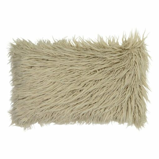 Photo of ecru coloured 30cm x 5cm rectangular faux fur cushion cover