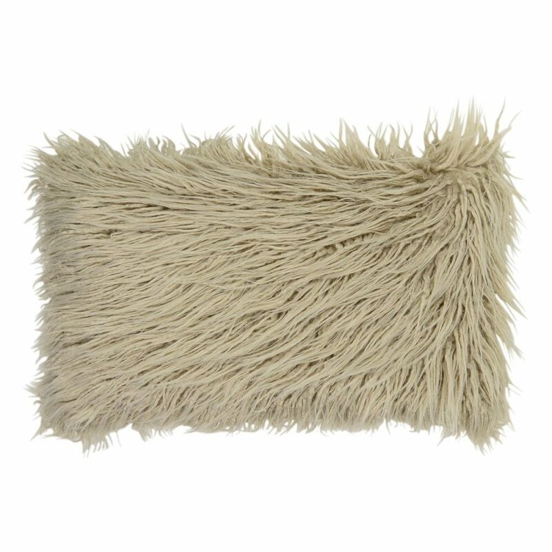 Photo of ecru coloured 30cm x 5cm rectangular faux fur cushion cover