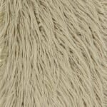 Close up photo of 30cm x 50cm rectangular faux fur cushion in ecru colour
