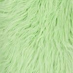 Close up image of green rectangular faux fur cushion cover in 30cm x 50cm size