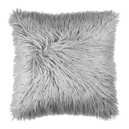 Ingot grey coloured square cushion cover in faux fur fabric