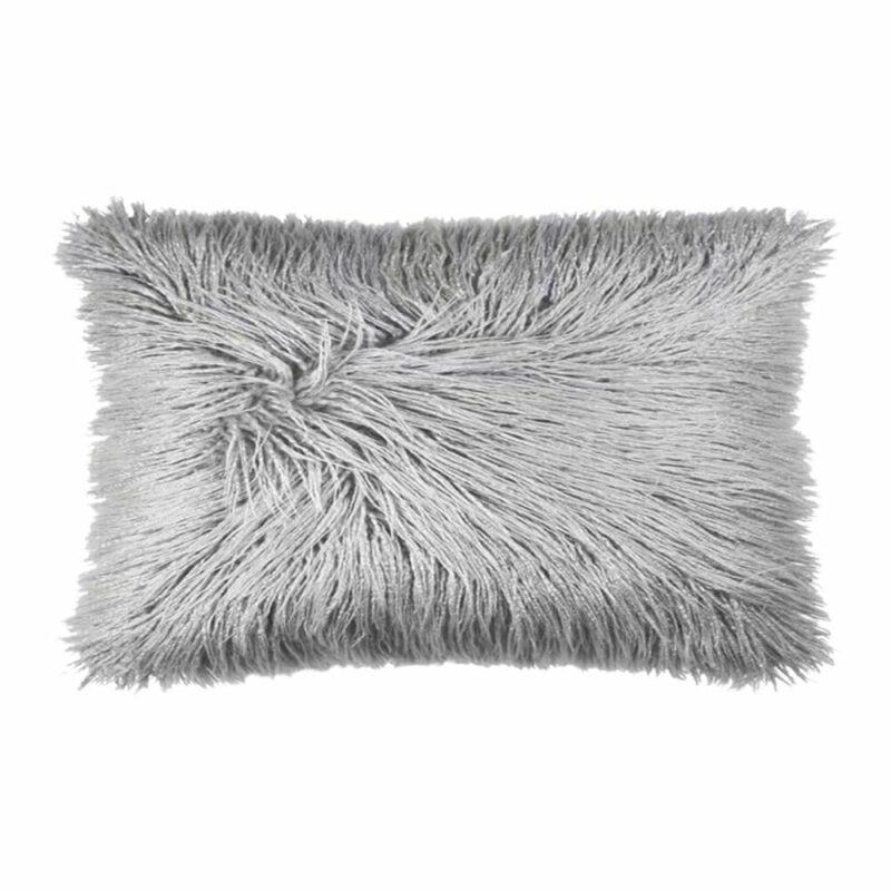 Islington Grey Fur Rectangular Cushion Cover - 30cm x 50cm - SC683-30 Photo of striking grey rectangular faux fur cushion