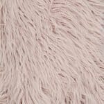 Close up image of 30cm x 50cm faux fur rectangular cushion in pink colour