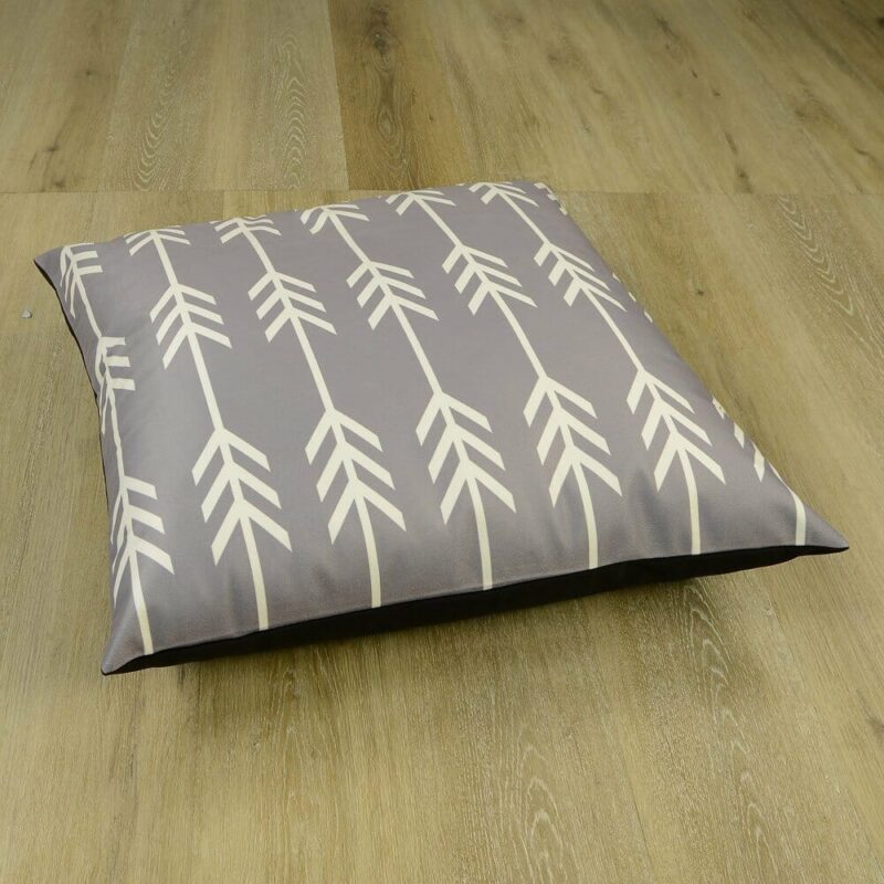 Jersey Grey Floor Cushion Cover – 70cm x 70cm - SC384-70 Plush floor cushion cover 70x70 in grey colour with contiguous arrow print