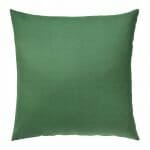 Image of plain sage green cushion made of outdoor cotton fabric