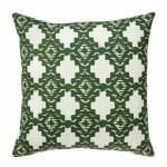 Photo of white outdoor cushion cover with green tribal motif