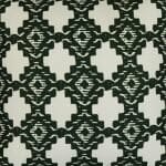 Close up image of black and white outdoor cushion cover with tribal inspired print