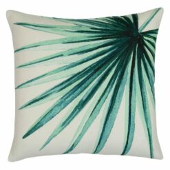 Photo of white outdoor cushion cover with green palm design