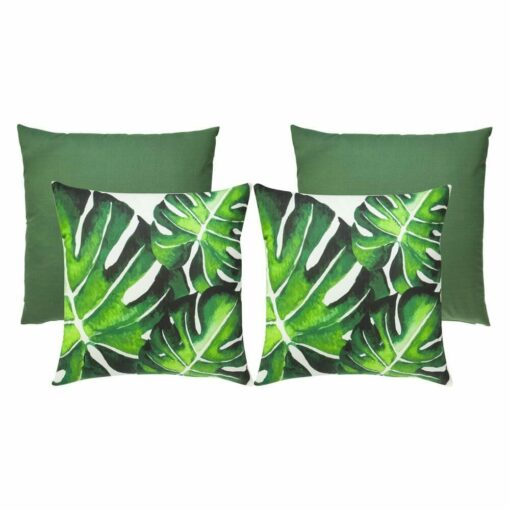 Image of 4 green cushion cover collection made of outdoor fabric