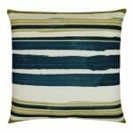 Photo of teal and olive striped outdoor cushion cover
