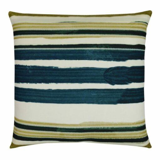Photo of teal and olive striped outdoor cushion cover