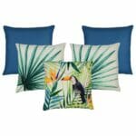 Teal coloured jungle-inspired cushion covers