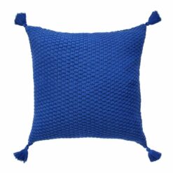 Photo of lapis lazuli blue cushion cover made of knitted fabric