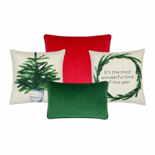 4-piece red and green Christmas themed cushions