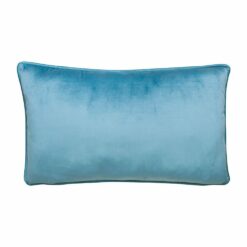 Photo of rectangular velvet cushion cover in light teal colour