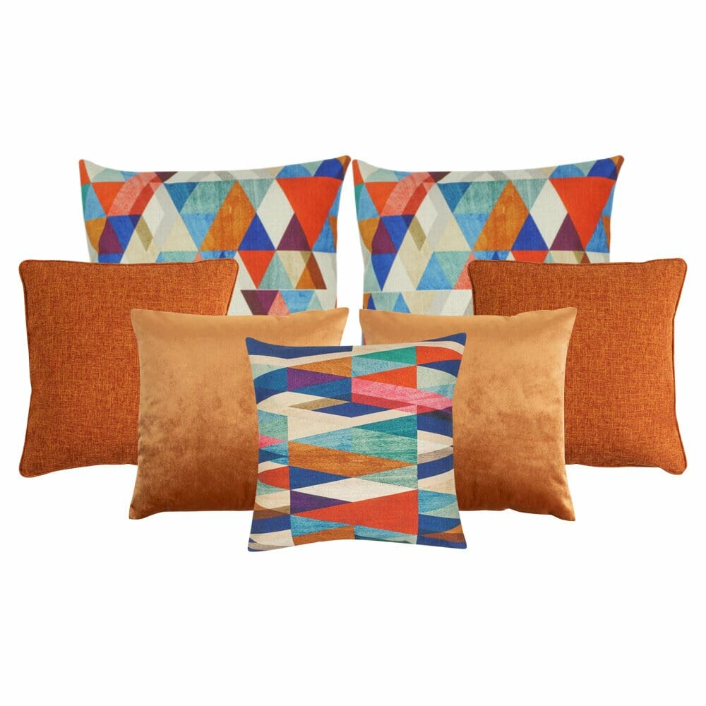 orange patterned cushions