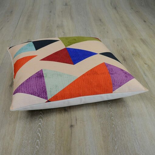 Photo of large floor cushion with bold print and colours