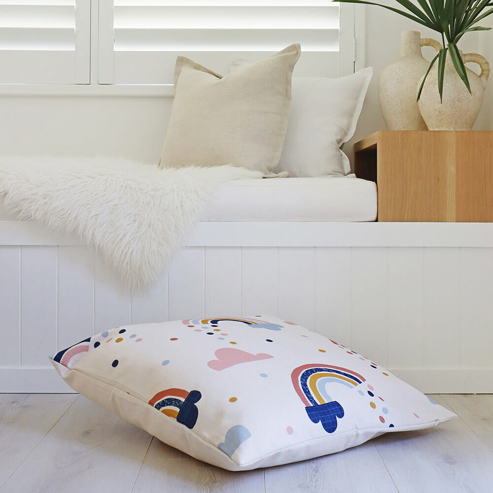 Lovely Rainbow Kids Floor Cushion Cover - 70cm X 70cm