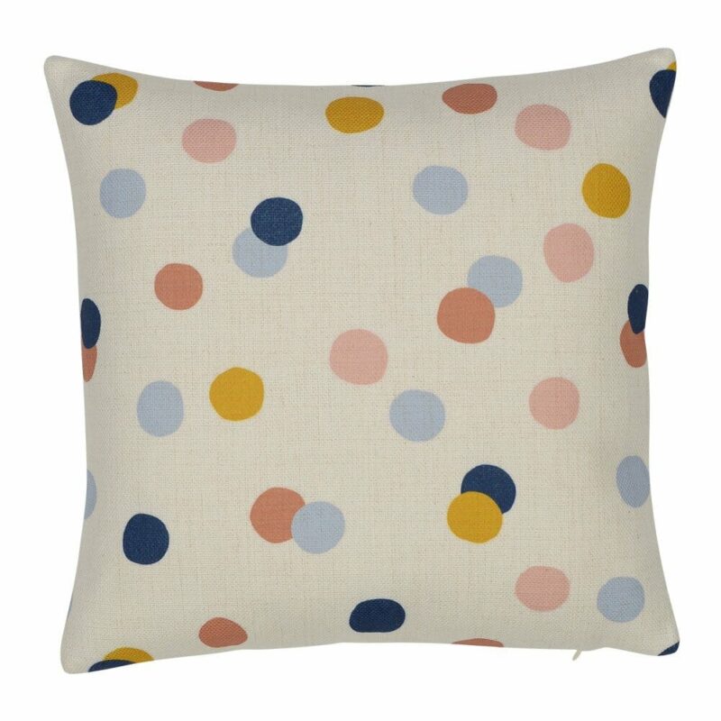 Lovely Rainbow Polka Kids Cushion Cover - 35cm x 35cm - SC737-35 Photo of colourful polka dot kids cushion in cotton linen blend material