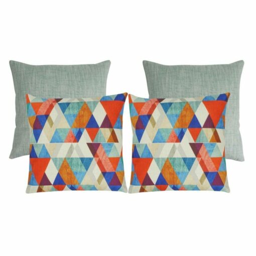 Photo of sage green, blue and orange cushion covers