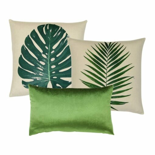 Photo of garden themed cushion set of 3 in green and white colours