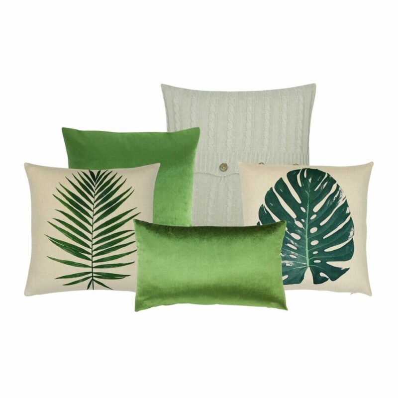 Lush-Light-5-Cushion-Cover-Collection 5 cushion set in lush green and white colours