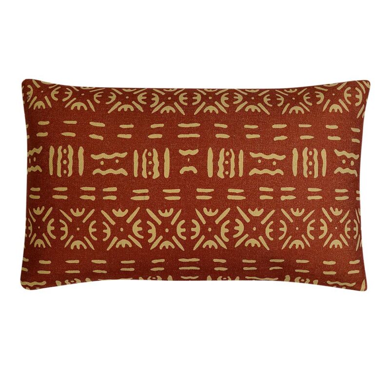Mali Cog Rectangular Cushion Cover 30cm x 50cm SC635 30 Photo of Mali inspired burnt orange rectangular cushion cover