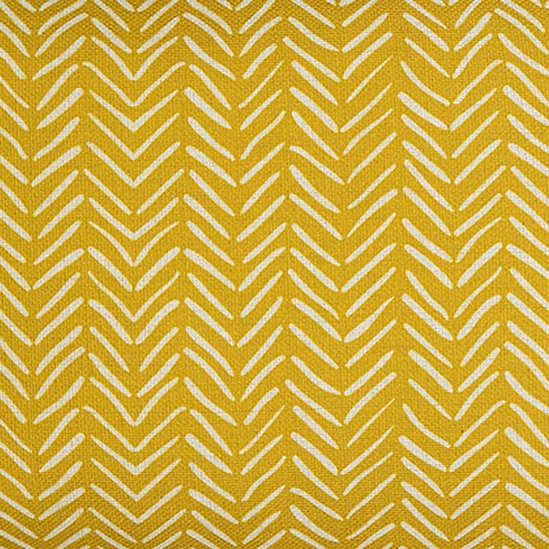 Close up photo of yellow rectangular cushion cover in African tribal print