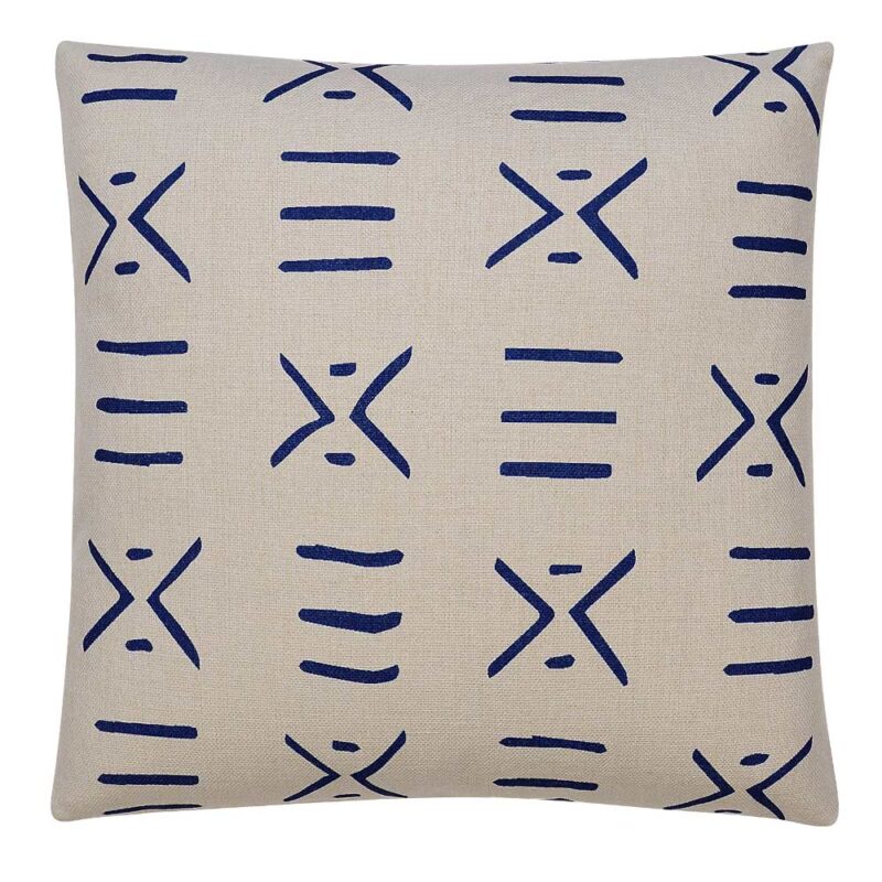 Mali Stroke Cushion Cover 45cm x 45cm SC638 45 Photo of white square cushion cover with navy blue Mali print