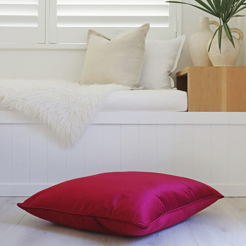 Maroon Velvet Floor Cushion Cover - 70cm x 70cm -SC771-70 Velvet floor cushion cover in maroon colour