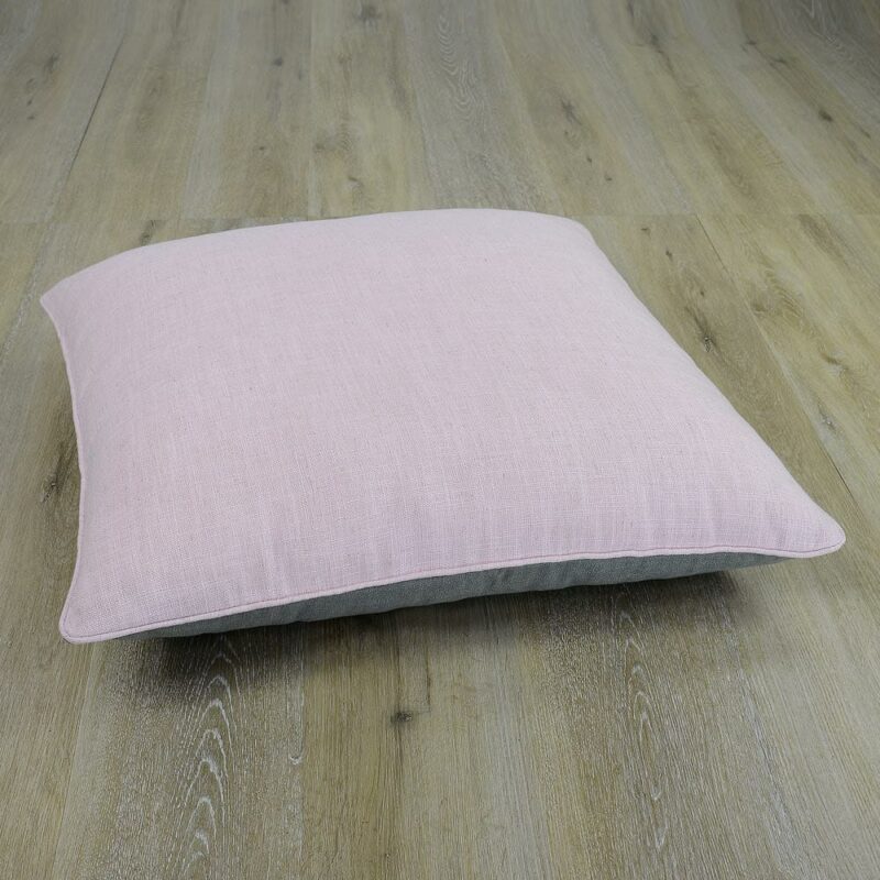 Meriden Baby Pink Rectangular Two Tone Floor Cushion Cover – 70cm x 70cm SC525-70 Image of two-toned floor cushion in grey and baby pink colour