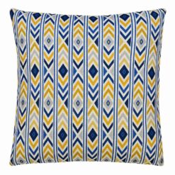 Photo of Meso inspired cushion cover in yellow, blue and white zigzag pattern