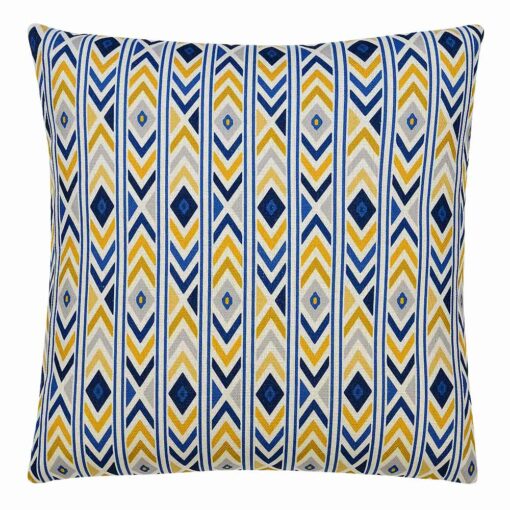 Photo of Meso inspired cushion cover in yellow, blue and white zigzag pattern