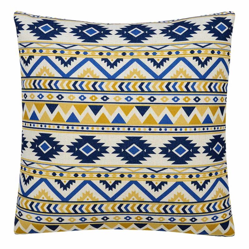 Meso Illusions Cushion Cover 45cm x 45cm SC609 45 Photo of white, blue and yellow square cushion cover with Meso design