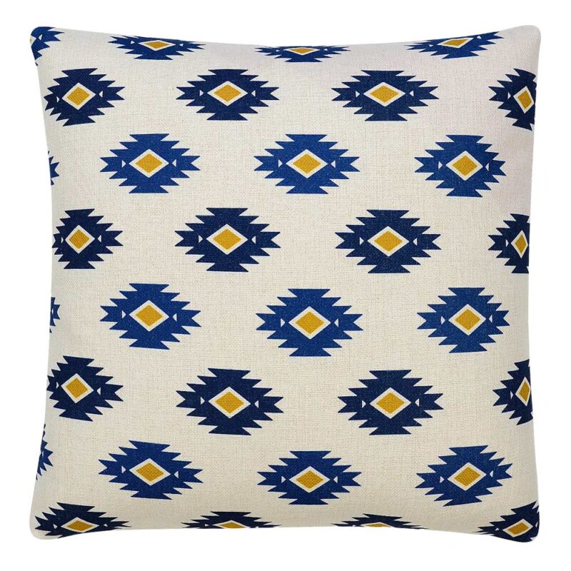 Meso Impressions Cushion Cover 45cm x 45cm SC611 45 Image of blue, white and yellow square cushion cover with Meso design