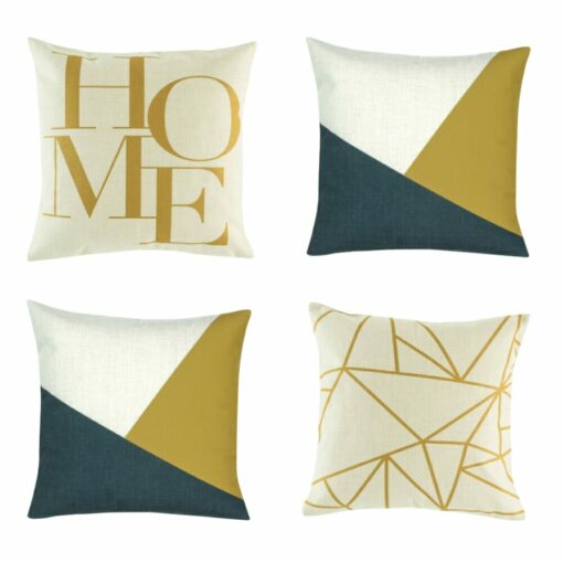 Gold and teal 4-piece indoor cushion collection
