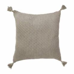 Photo of brown wool knit cushion with tassels