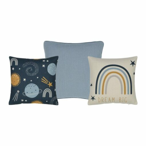 3-piece boys bedroom cushion set in blue night sky, planets, galaxy theme
