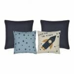 Cute kids square cushions with stars and a rocket