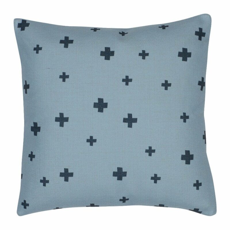Photo of blue kids bedroom cushion cover with cross pattern