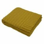 Delightful mustard plush knitted throw 150cm x 130cm