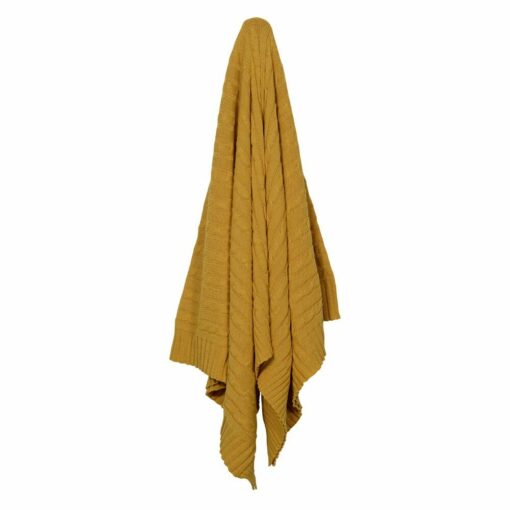 Fascinating plush couch throw in mustard yellow colour crafted from 100% cotton