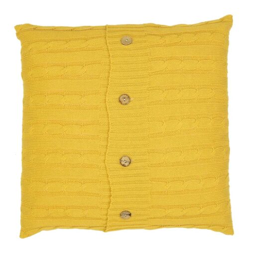 Mustard yellow coloured knit cushion cover in 50cm x 50cm size