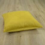 Mustard velvet floor cushion cover in 70cm x 70cm size
